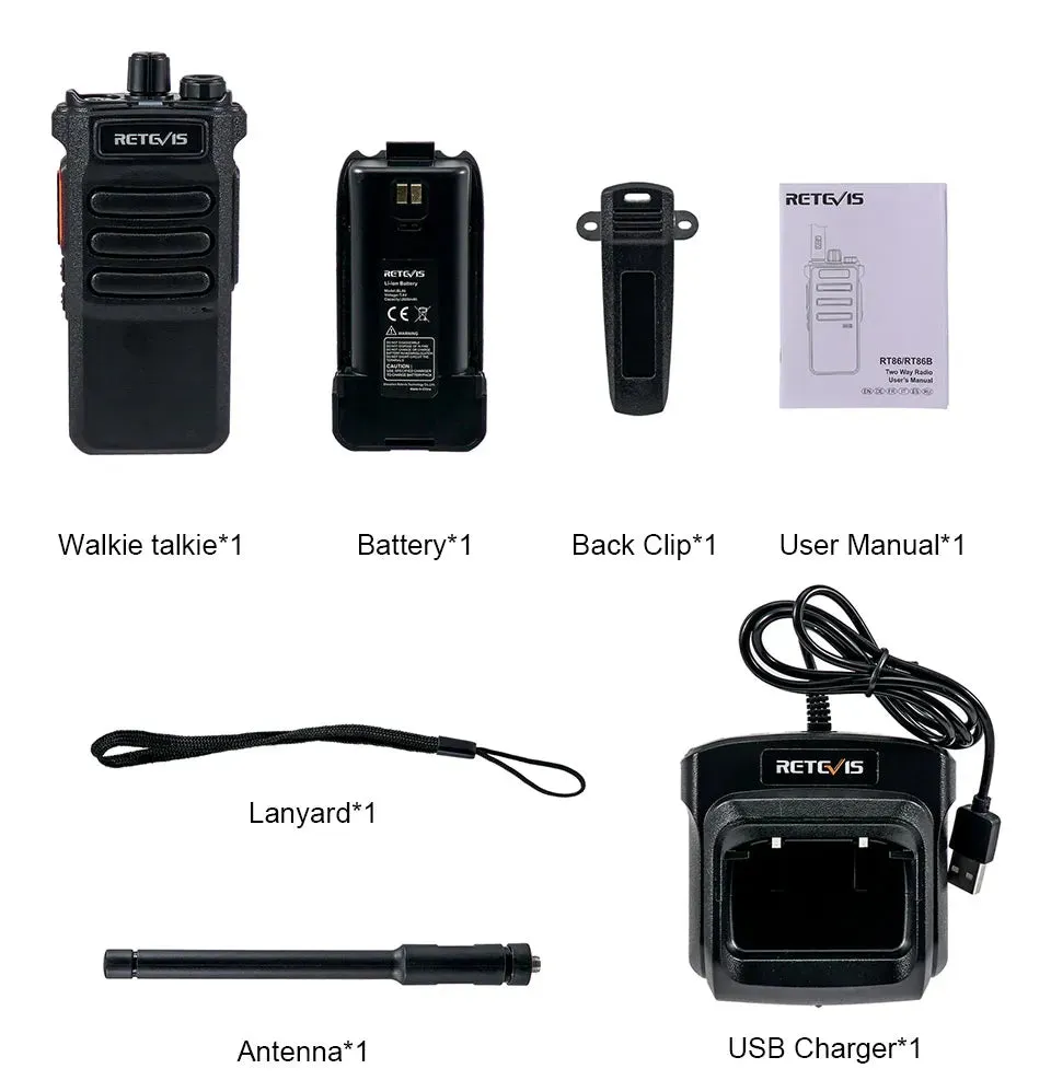 10W Retevis Walkie Talkie Long Range RT86 Walkie-talkies 1 Pcs Two-way radio Powerful Portable Radio Communicator For Hunting