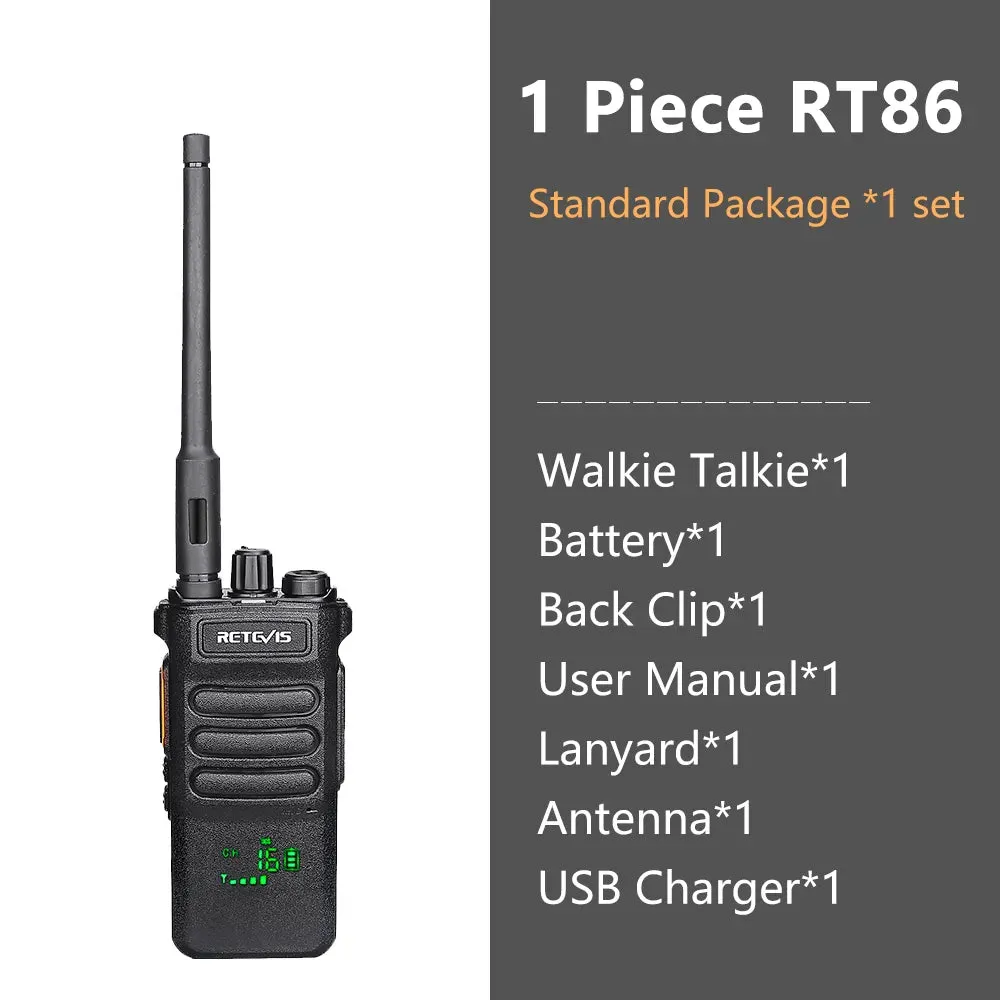 10W Retevis Walkie Talkie Long Range RT86 Walkie-talkies 1 Pcs Two-way radio Powerful Portable Radio Communicator For Hunting