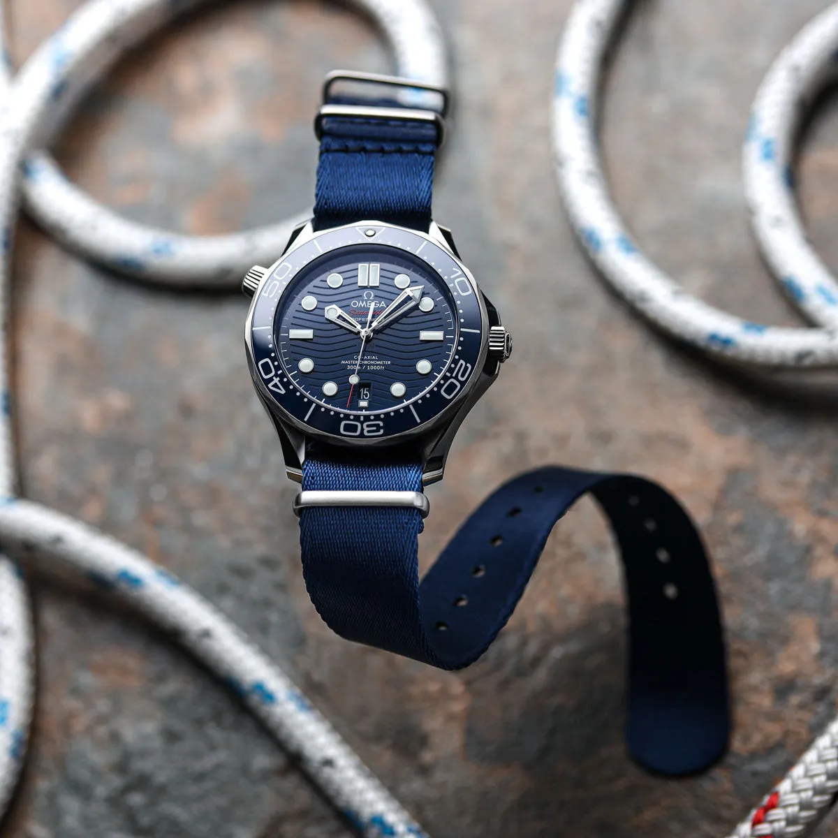 1973 British Military Watch Strap: ARMOURED - Navy Blue, Satin