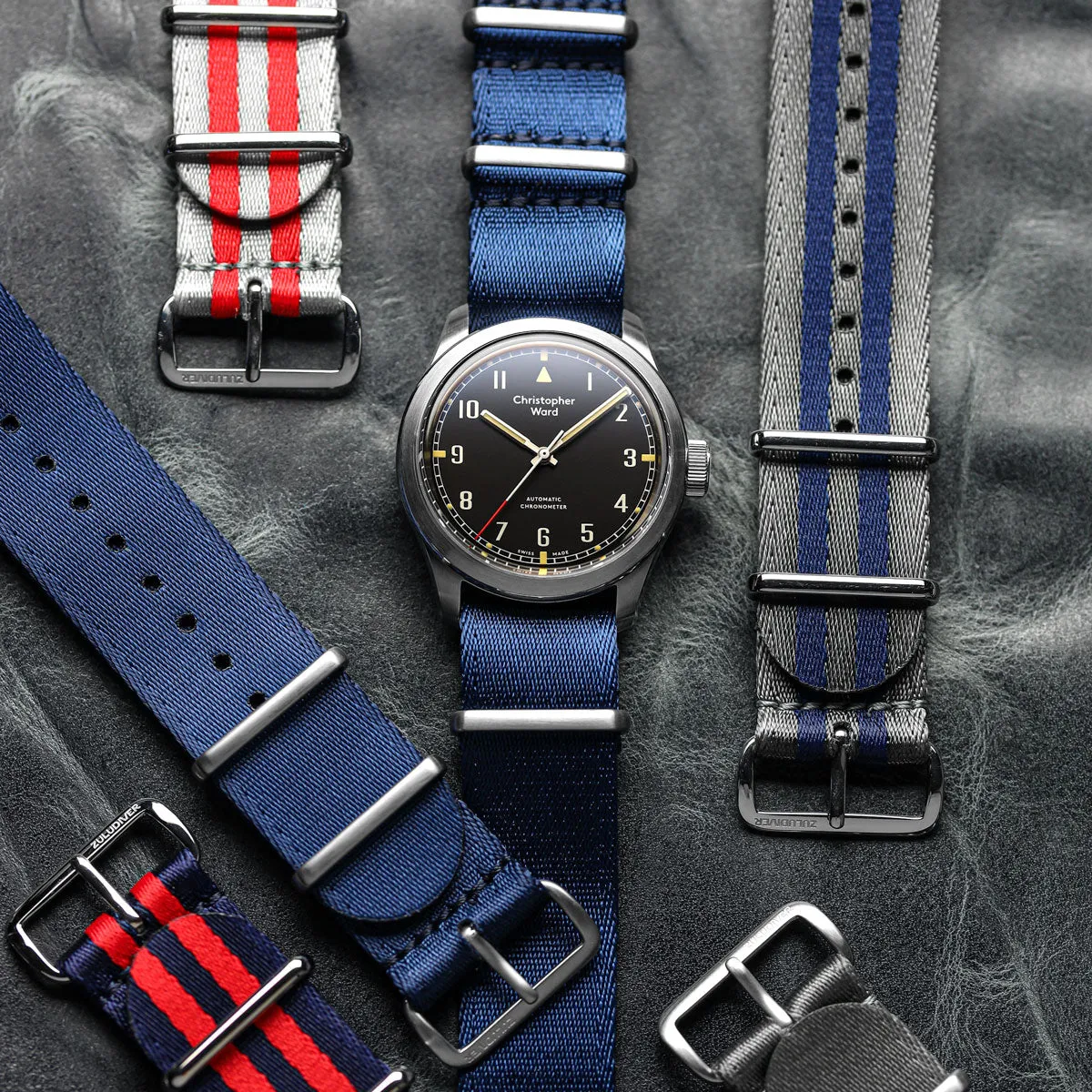1973 British Military Watch Strap: ARMOURED - Navy Blue, Satin