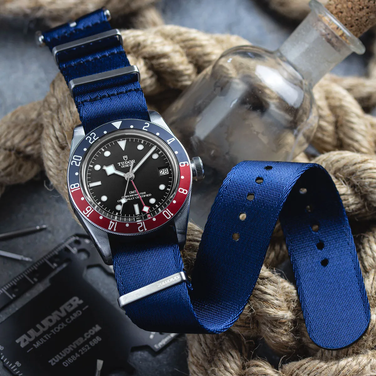 1973 British Military Watch Strap: ARMOURED RECON - Navy Blue, Satin