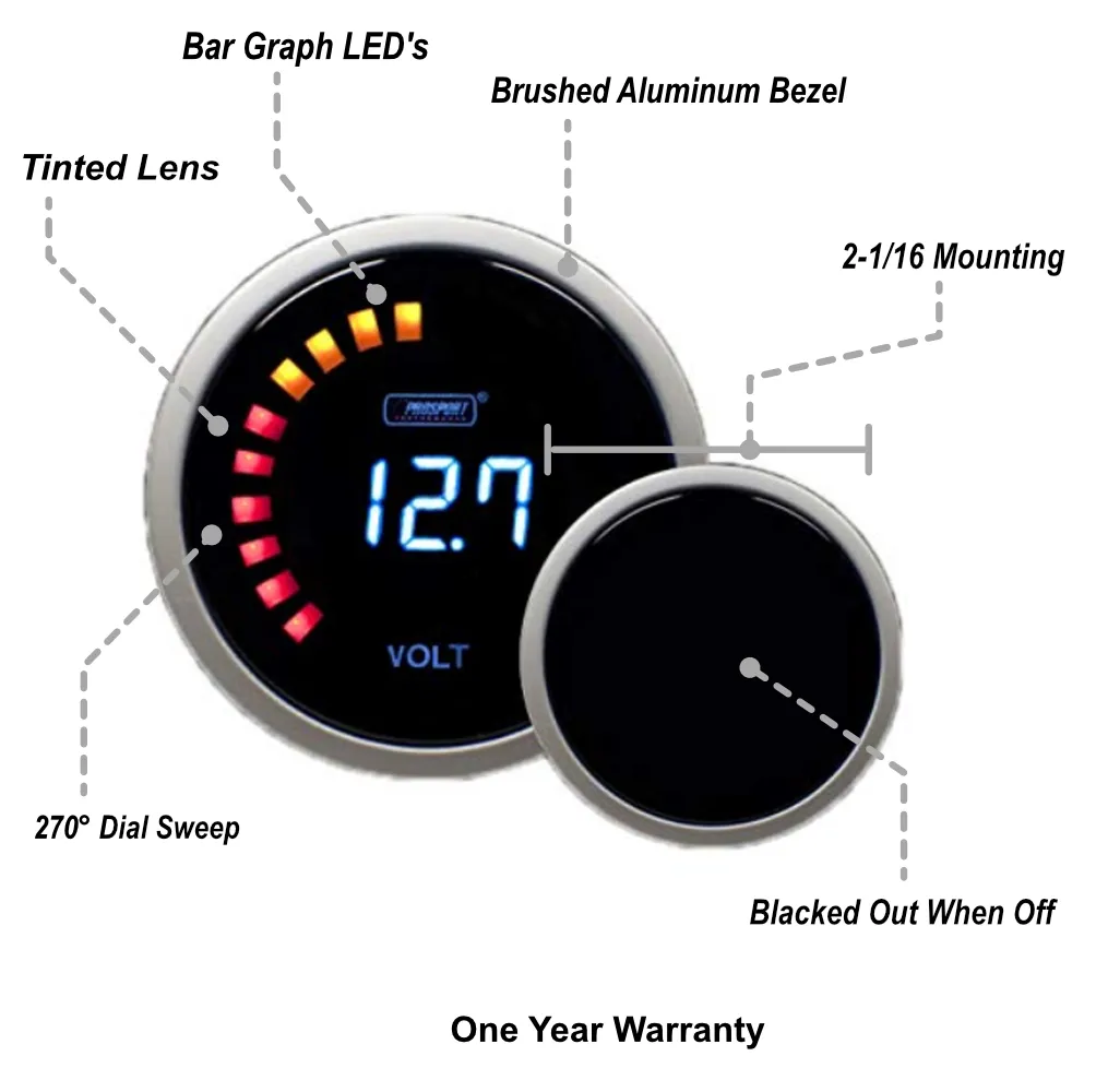 2-1/16" Digital Volt Gauge