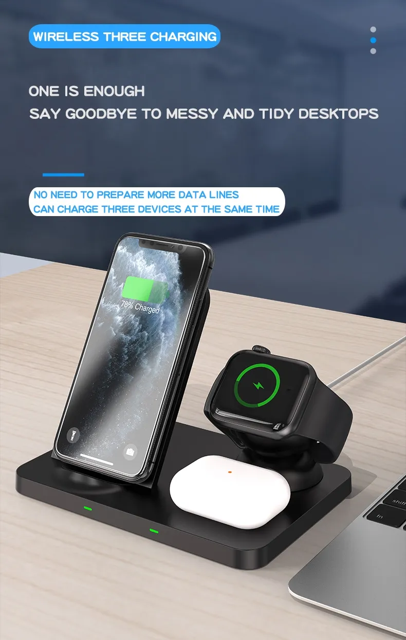 3 in 1 QI 15W Wireless Charging Station - W57
