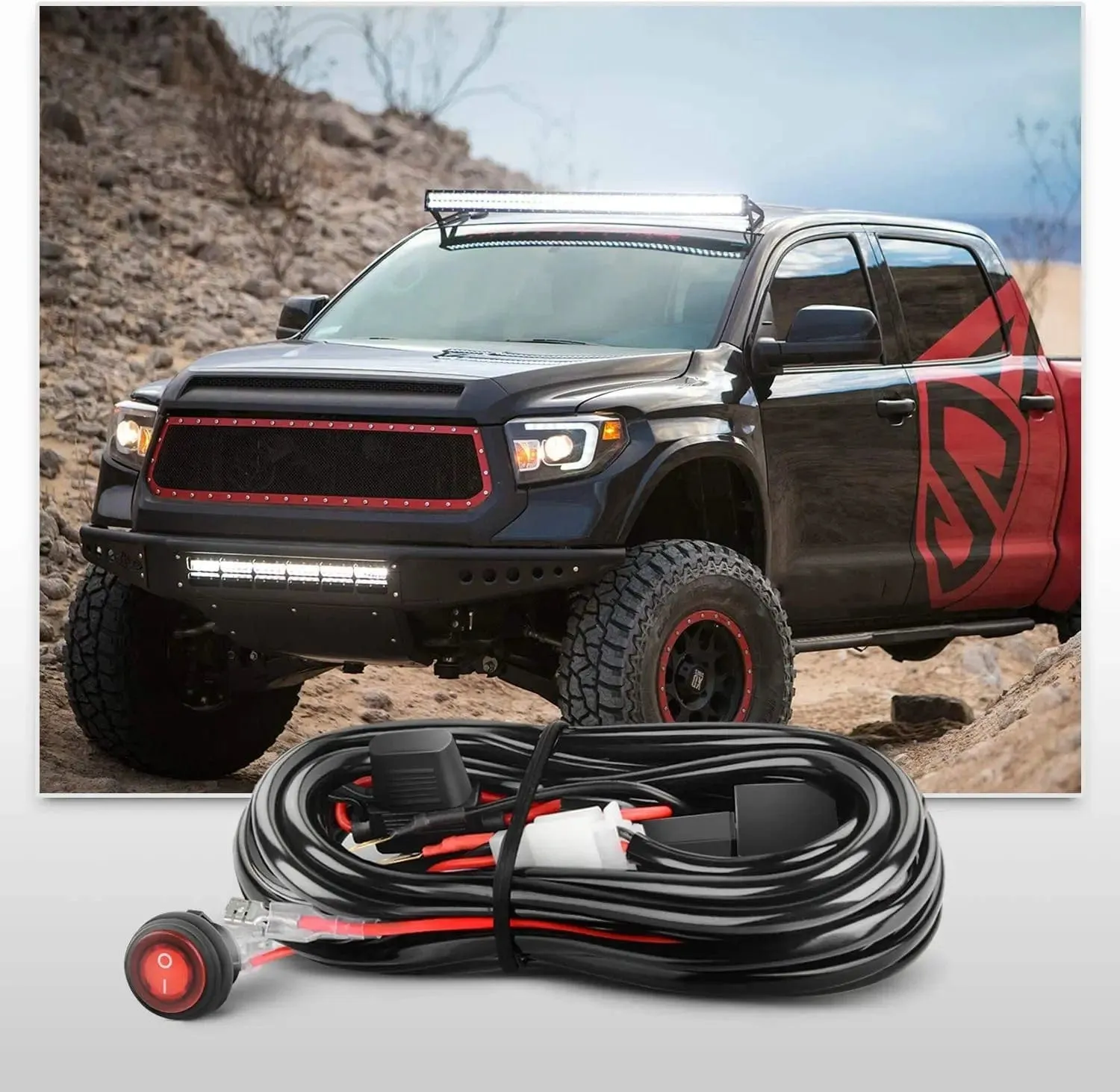 4 Inch 60W Triple Row Spot Flood Led Pods (Pair) | 2.5 Inch Tow Hitch Mount | 16AWG Wire 3Pin Switch