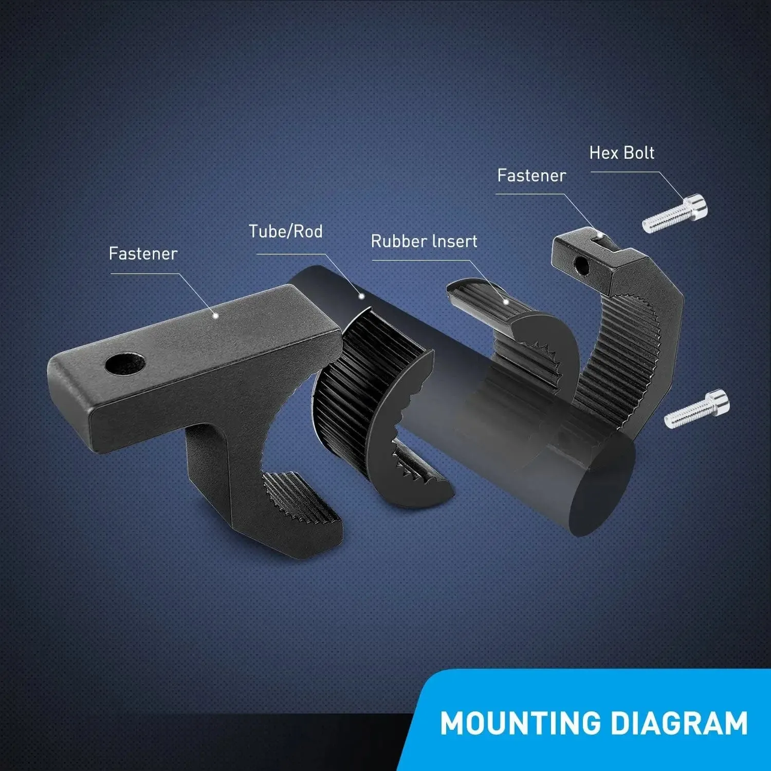 4 Inch 60W Triple Row Spot Flood LED Pods (Pair) | Horizontal Bar Tube Clamp Mount | 16AWG Wire 3Pin Switch