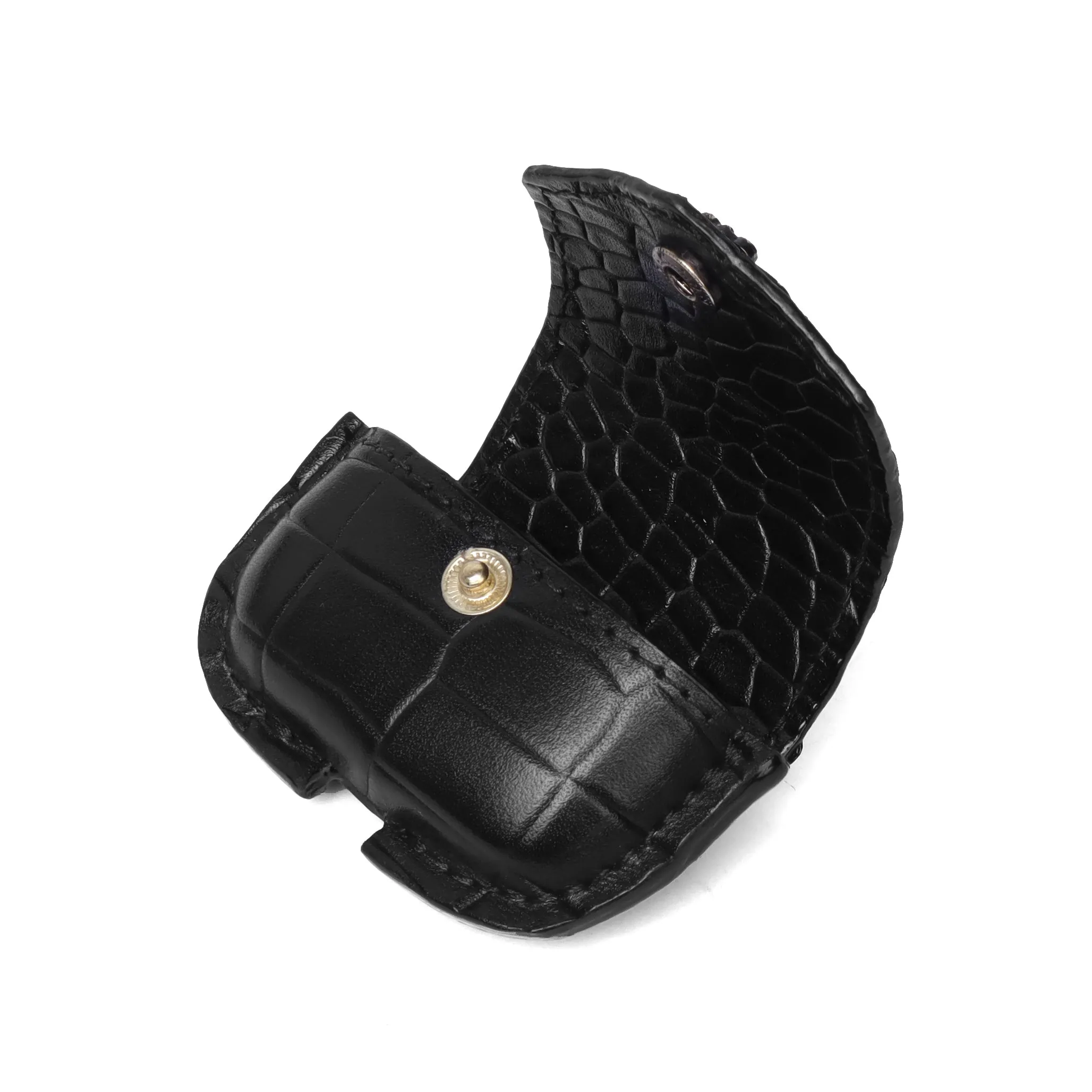 Air-Pods Pro Black Croco Print Leather Carrying Case by Brune & Bareskin