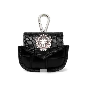 Air-Pods Pro Black Croco Print Leather Carrying Case by Brune & Bareskin