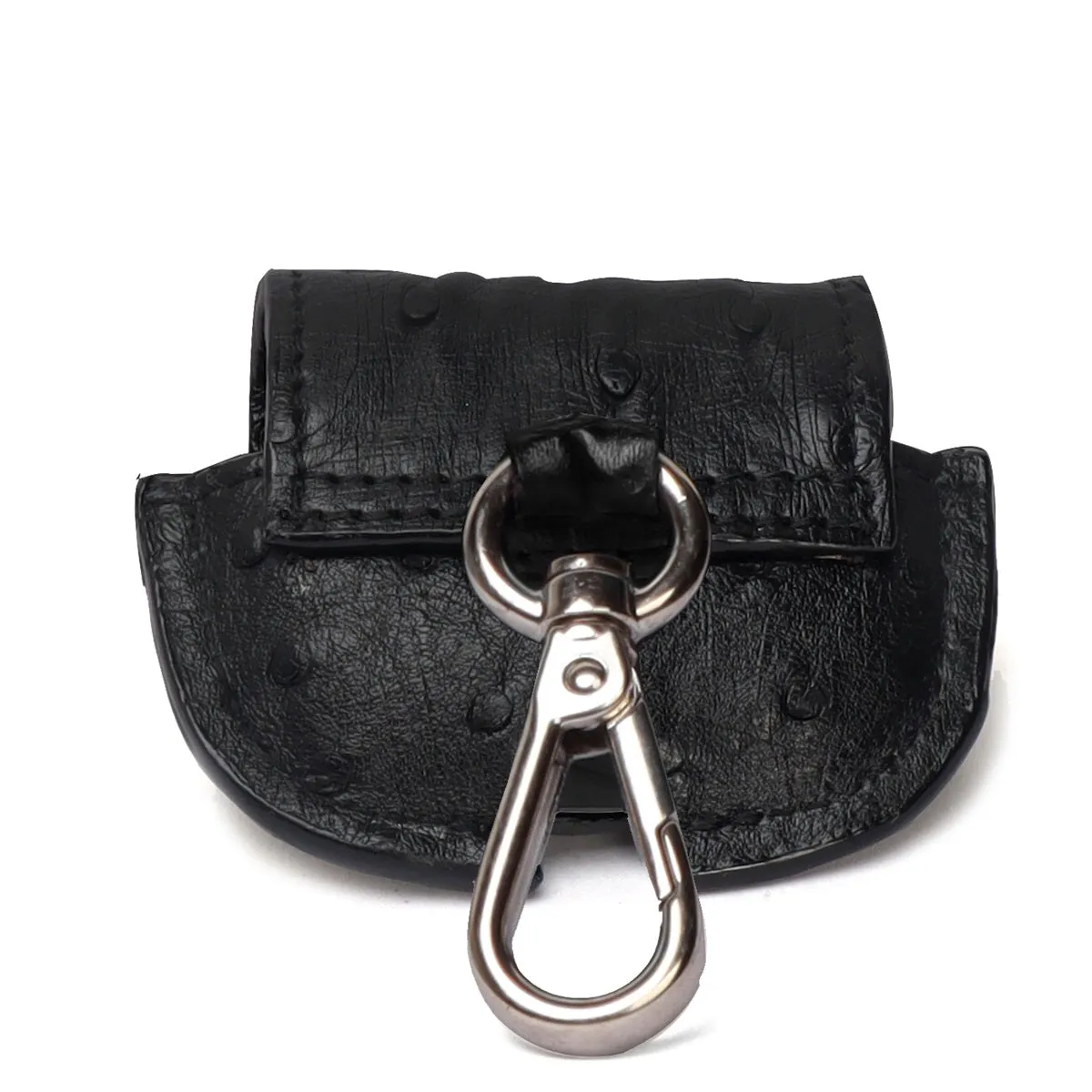 Air-Pods Pro Carrying Case Black Real Ostrich Leather