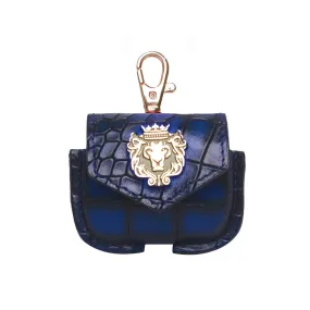 Air-Pods Pro Smokey Blue Croco Textured Leather Carrying Case by Brune & Bareskin