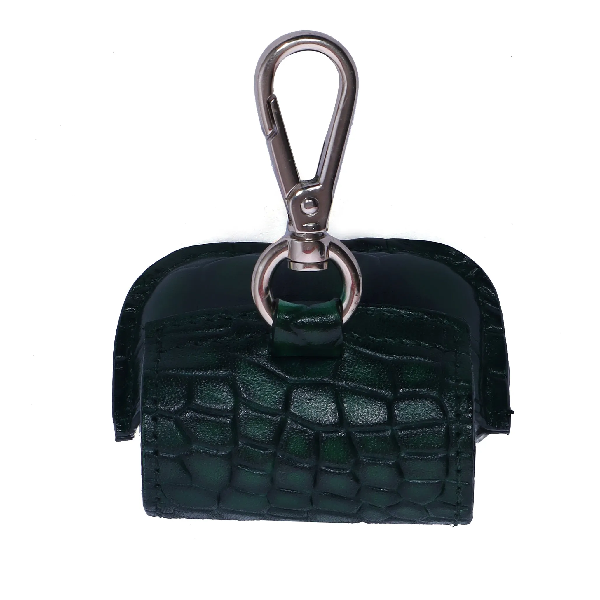 Air-Pods Pro Smokey Green Croco Print Leather Carrying Case by Brune & Bareskin