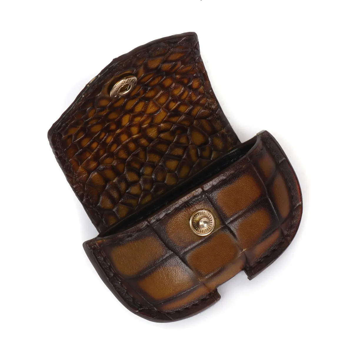 Air-Pods Pro Smokey Olive Croco Textured Leather Carrying Case by Brune & Bareskin