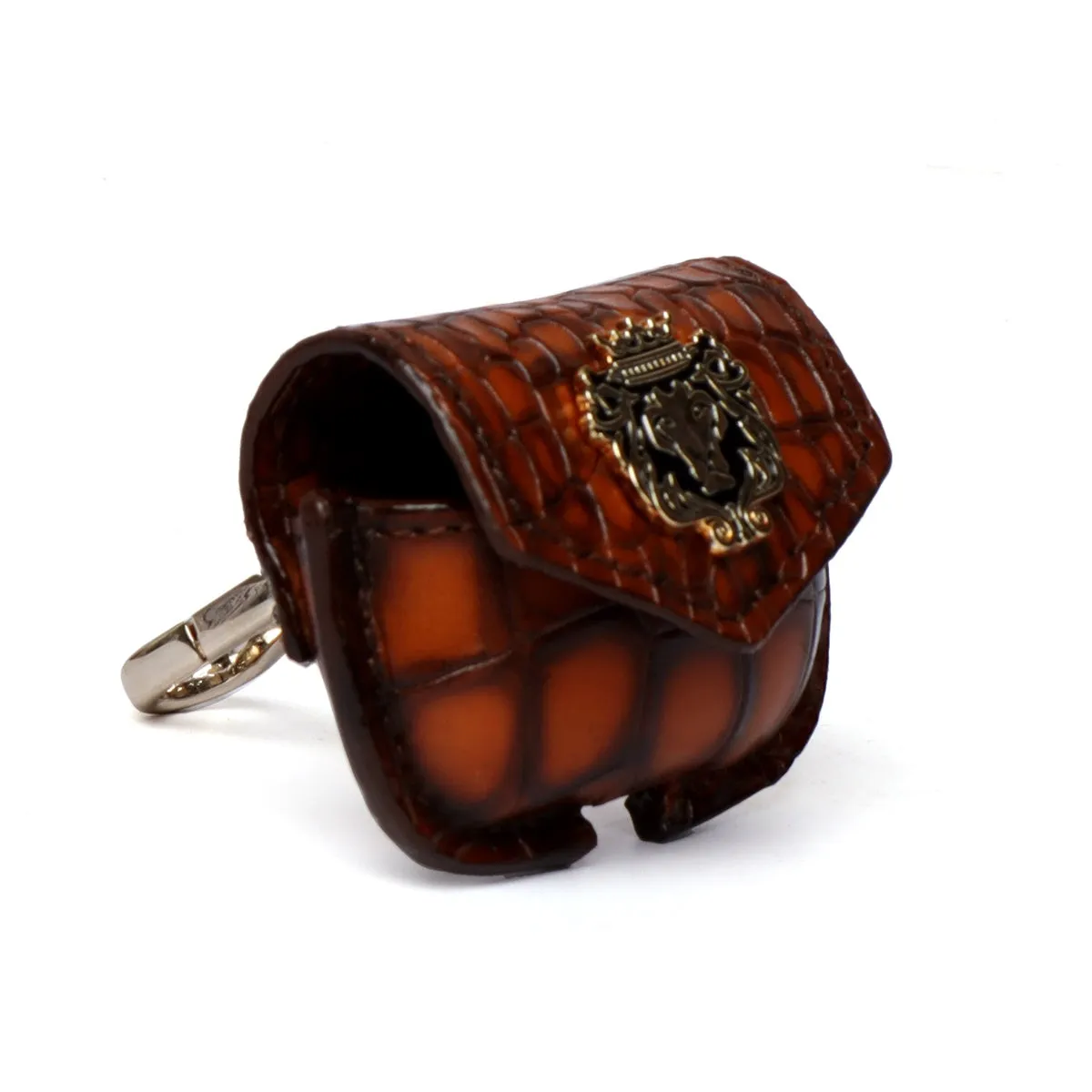 Air-Pods Pro Smokey Tan Croco Print Leather Carrying Case by Brune & Bareskin