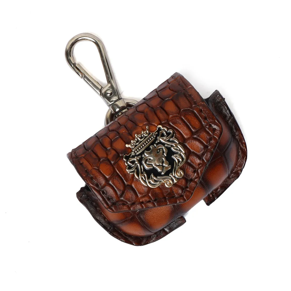 Air-Pods Pro Smokey Tan Croco Print Leather Carrying Case by Brune & Bareskin