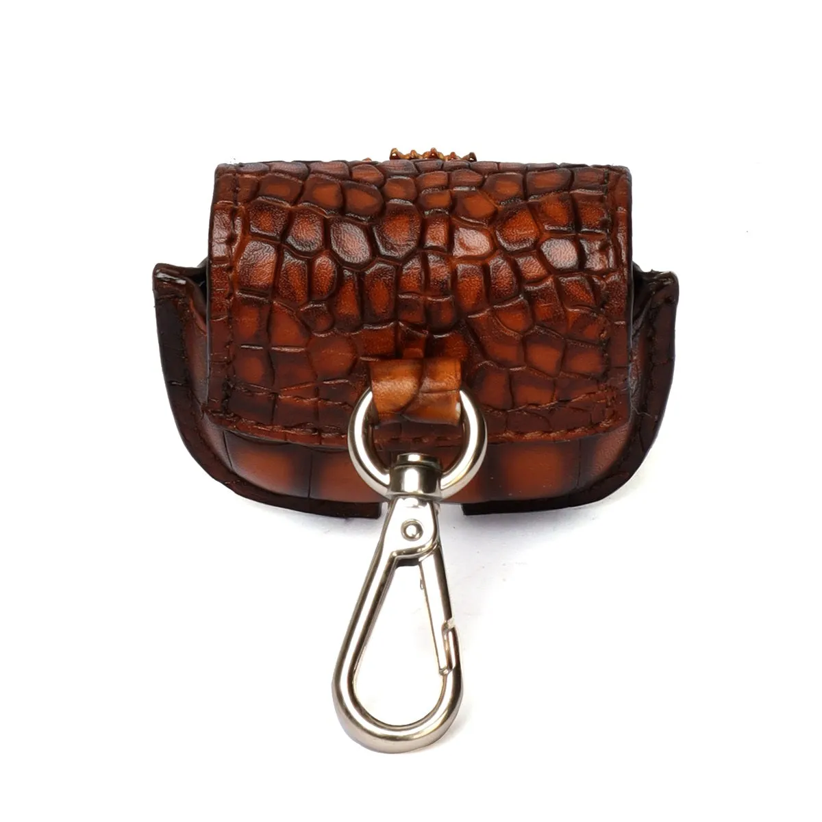 Air-Pods Pro Smokey Tan Croco Print Leather Carrying Case by Brune & Bareskin