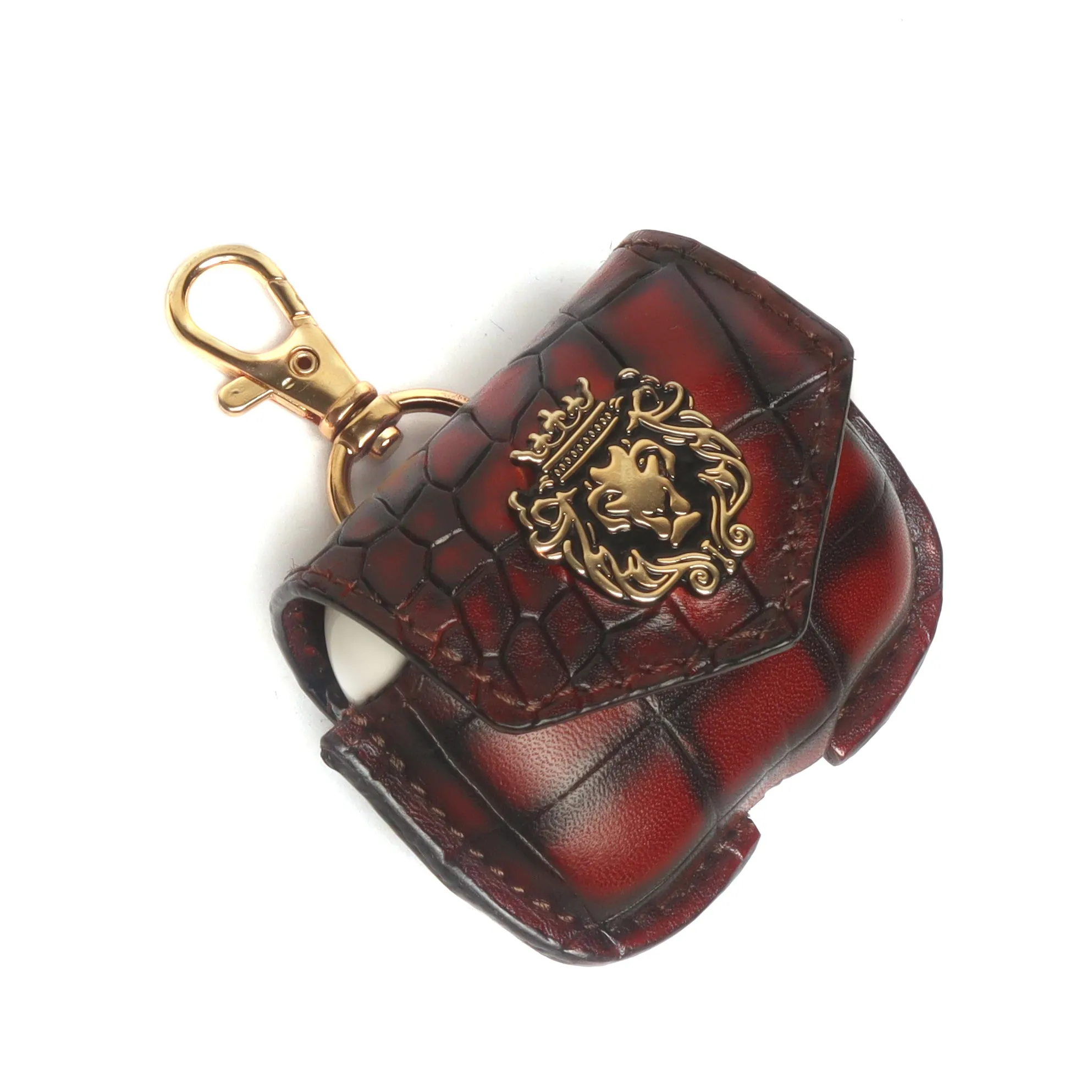 Air-Pods Pro Smokey Wine Croco Print Leather Carrying Case by Brune & Bareskin
