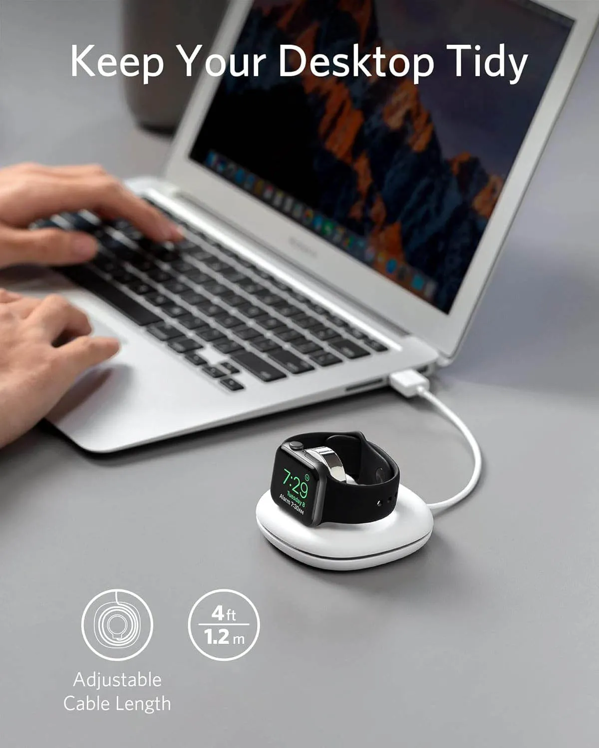 Anker Foldable Charging Pad For Apple Watch With 4' USB-A Cable - White