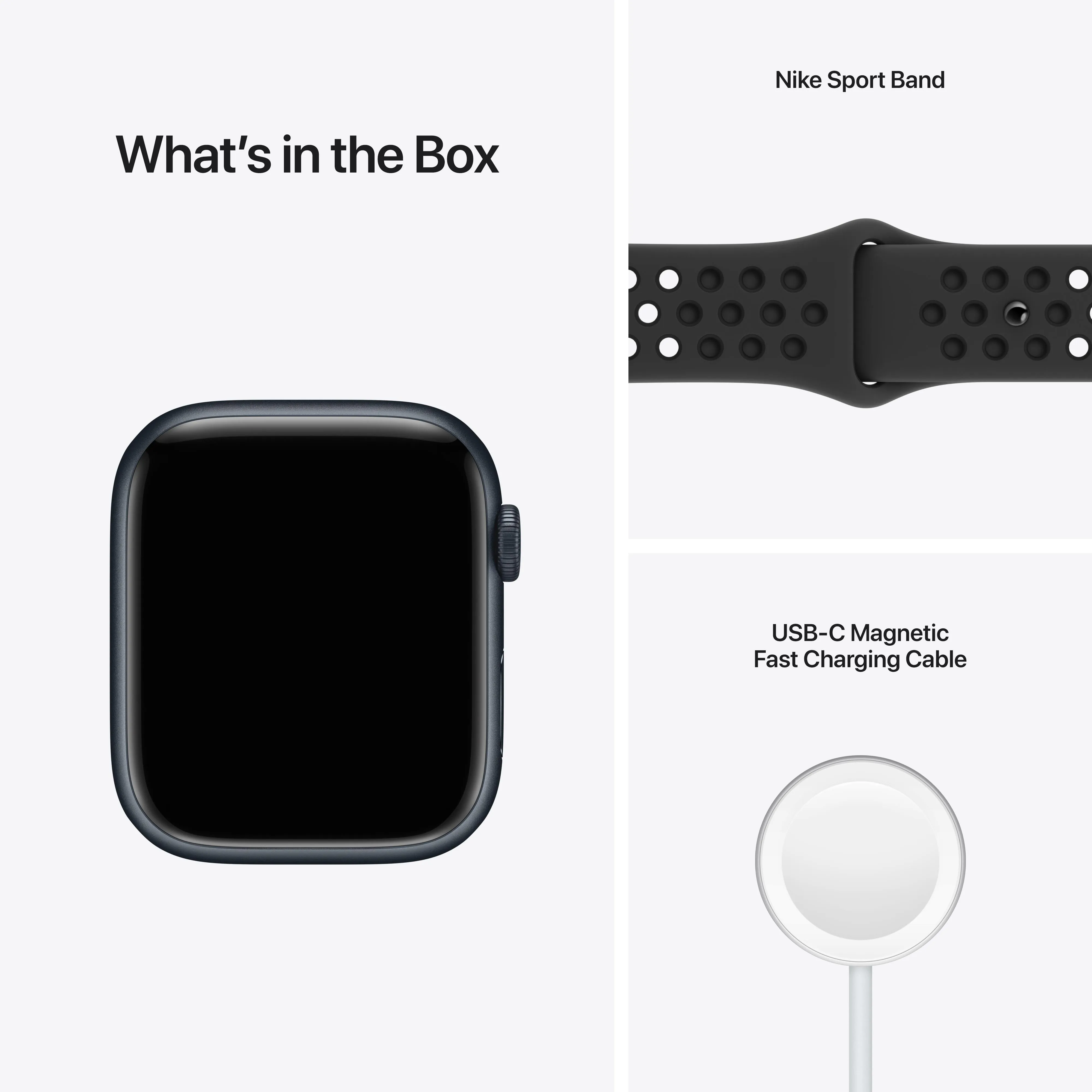 Apple Watch Nike Series 7 GPS, 45mm Midnight Aluminium Case with Anthracite/Black Nike Sport Band - Regular