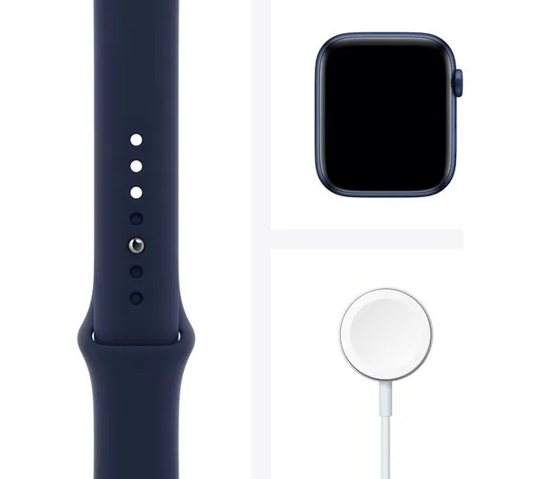 APPLE Watch Series 6 GPS - Blue Aluminium with Deep Navy Sports Band, 44mm - Pristine
