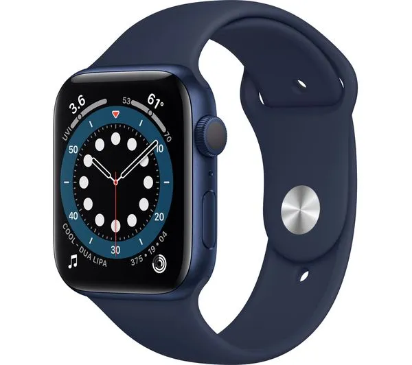 APPLE Watch Series 6 GPS - Blue Aluminium with Deep Navy Sports Band, 44mm - Pristine