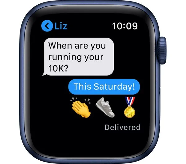 APPLE Watch Series 6 GPS - Blue Aluminium with Deep Navy Sports Band, 44mm - Pristine