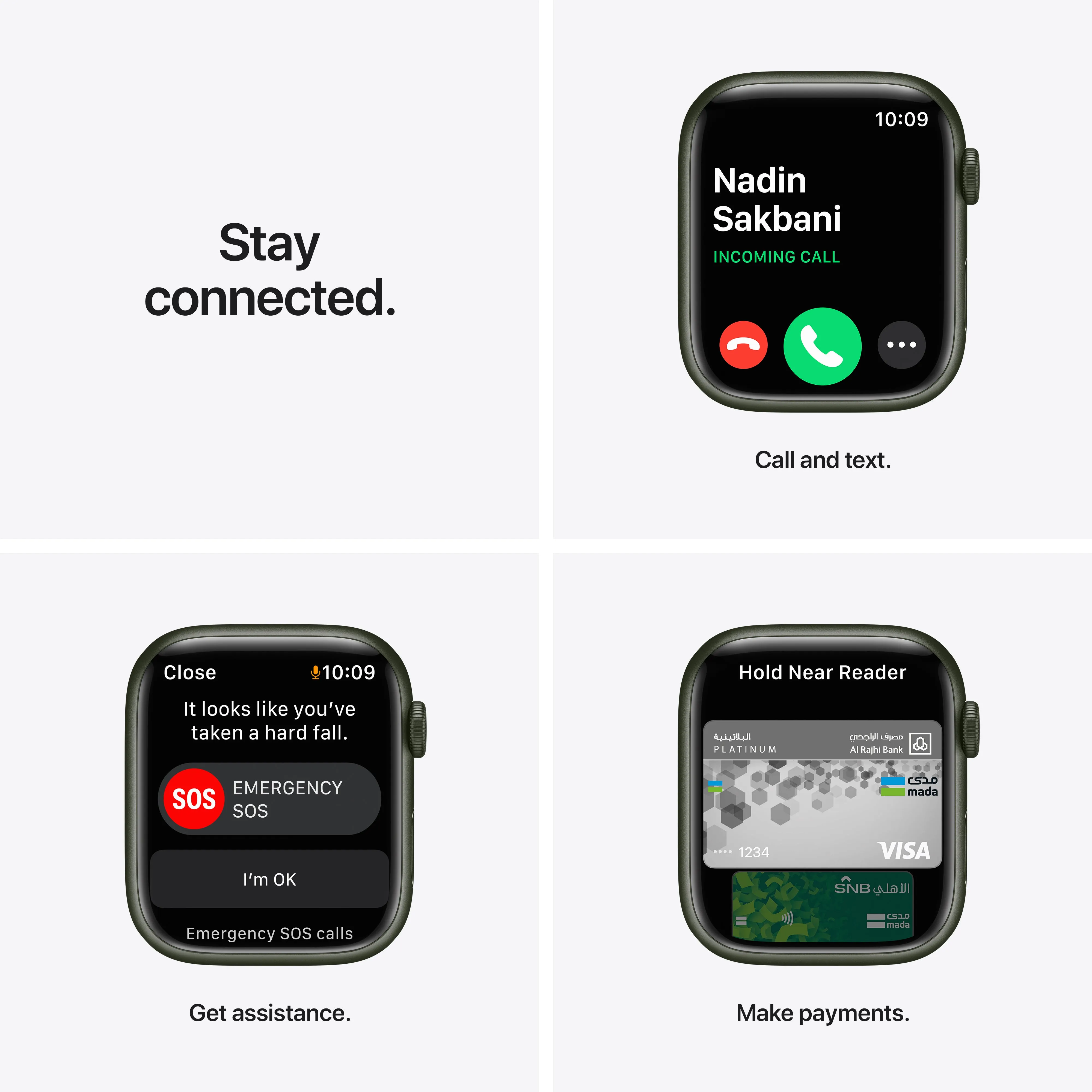 Apple Watch Series 7 GPS, 41mm Green Aluminium Case with Clover Sport Band - Regular