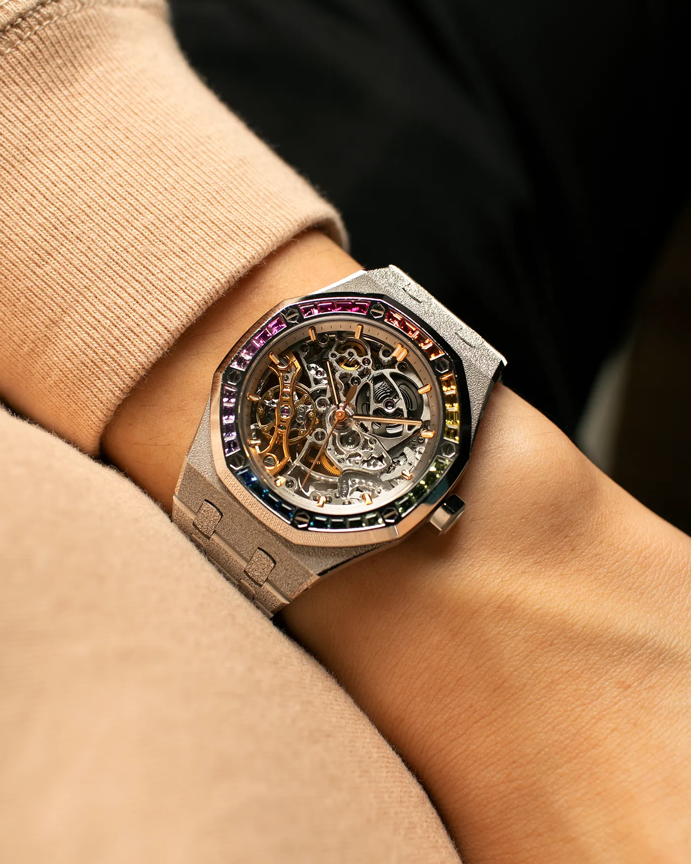 Audemars Piguet Royal Oak Rainbow Double Balance Openworked Frosted Gold 15468BC