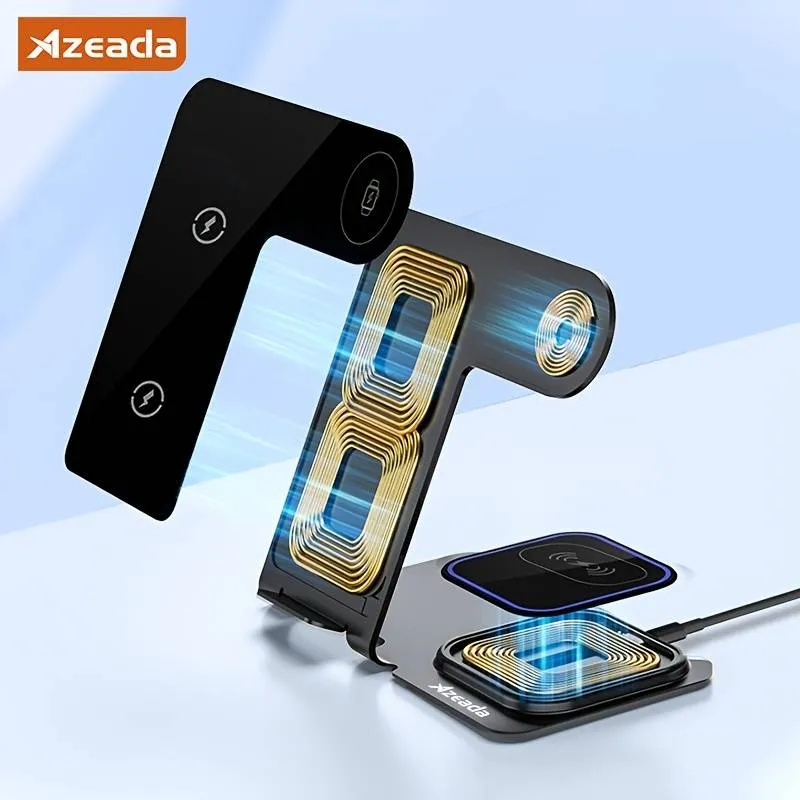 Azeada PD-W19 Metal 3 in 1 Wireless Charger Stand - Purple