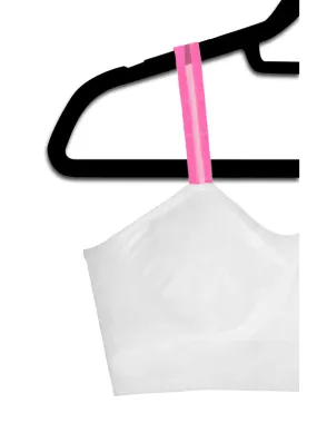 Basic Bra With Hot Pink Skinny Sheer Straps
