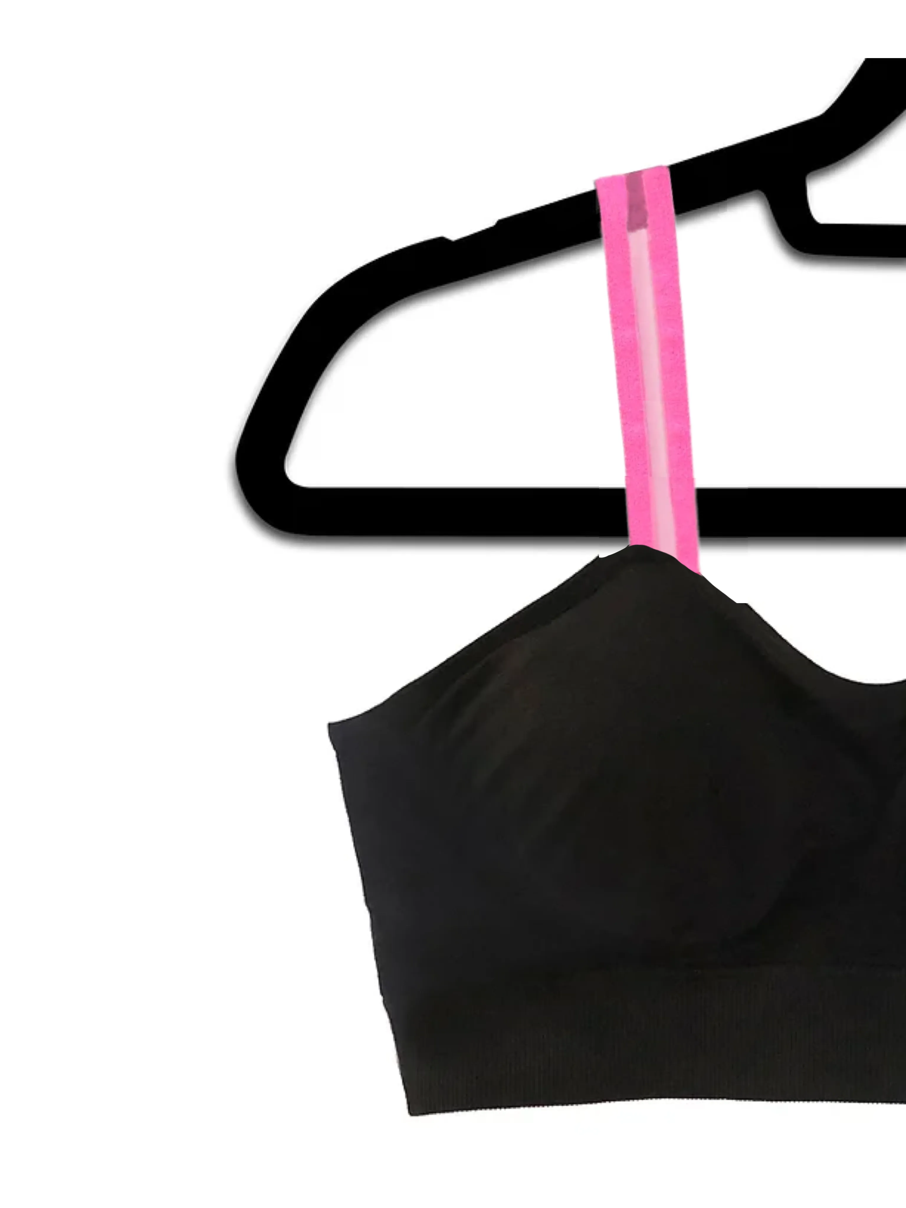 Basic Bra With Hot Pink Skinny Sheer Straps