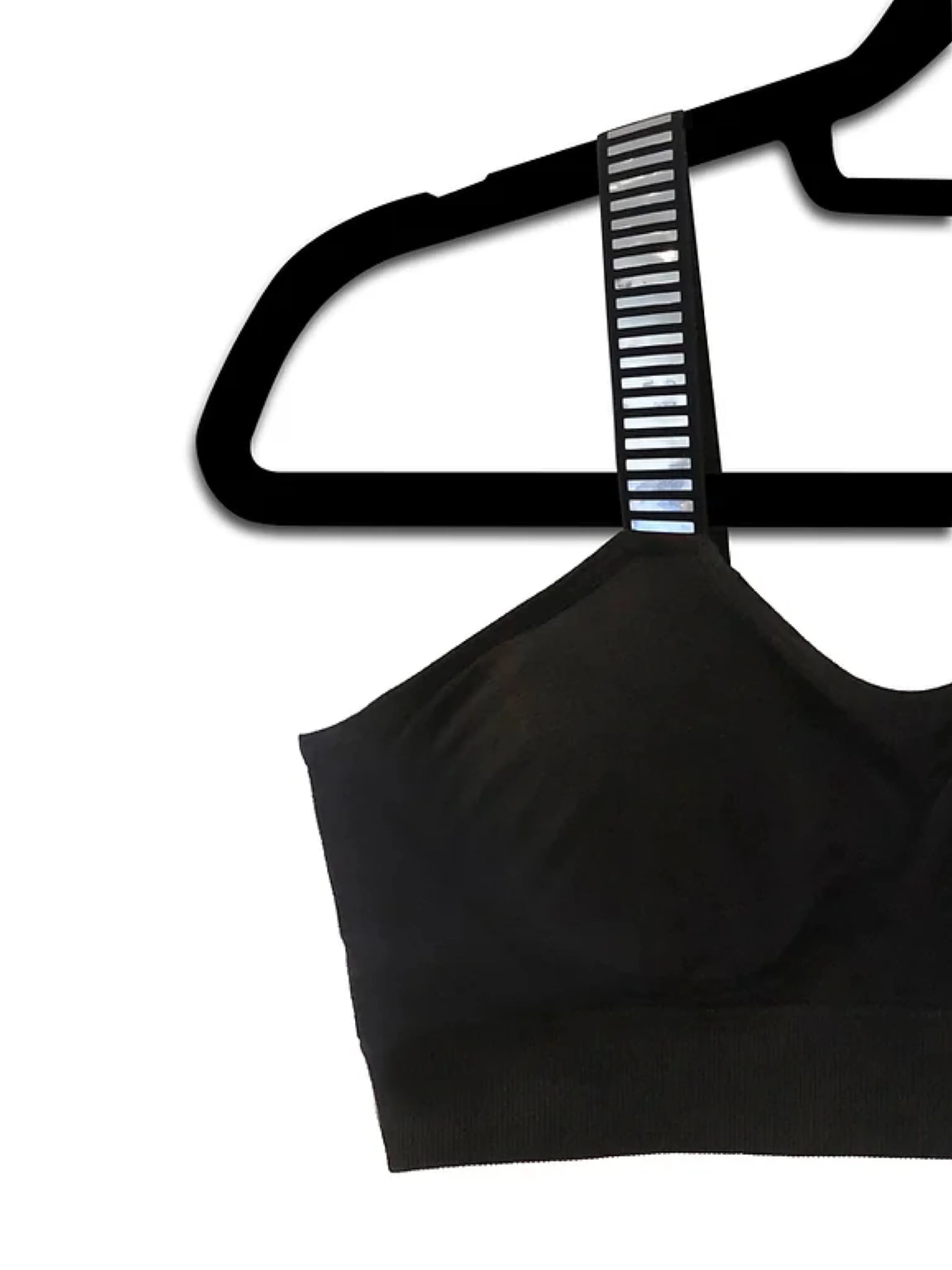 Basic Bra With Silver Metallic Row Strap