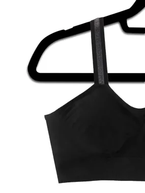 Black Basic Bra with Black Sheer Strap