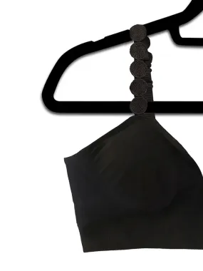 Black Plunge Bra with Black Circle Strap