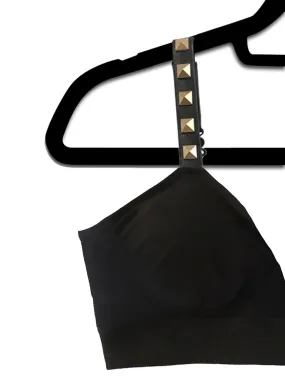 Black Plunge Bra With V Straps