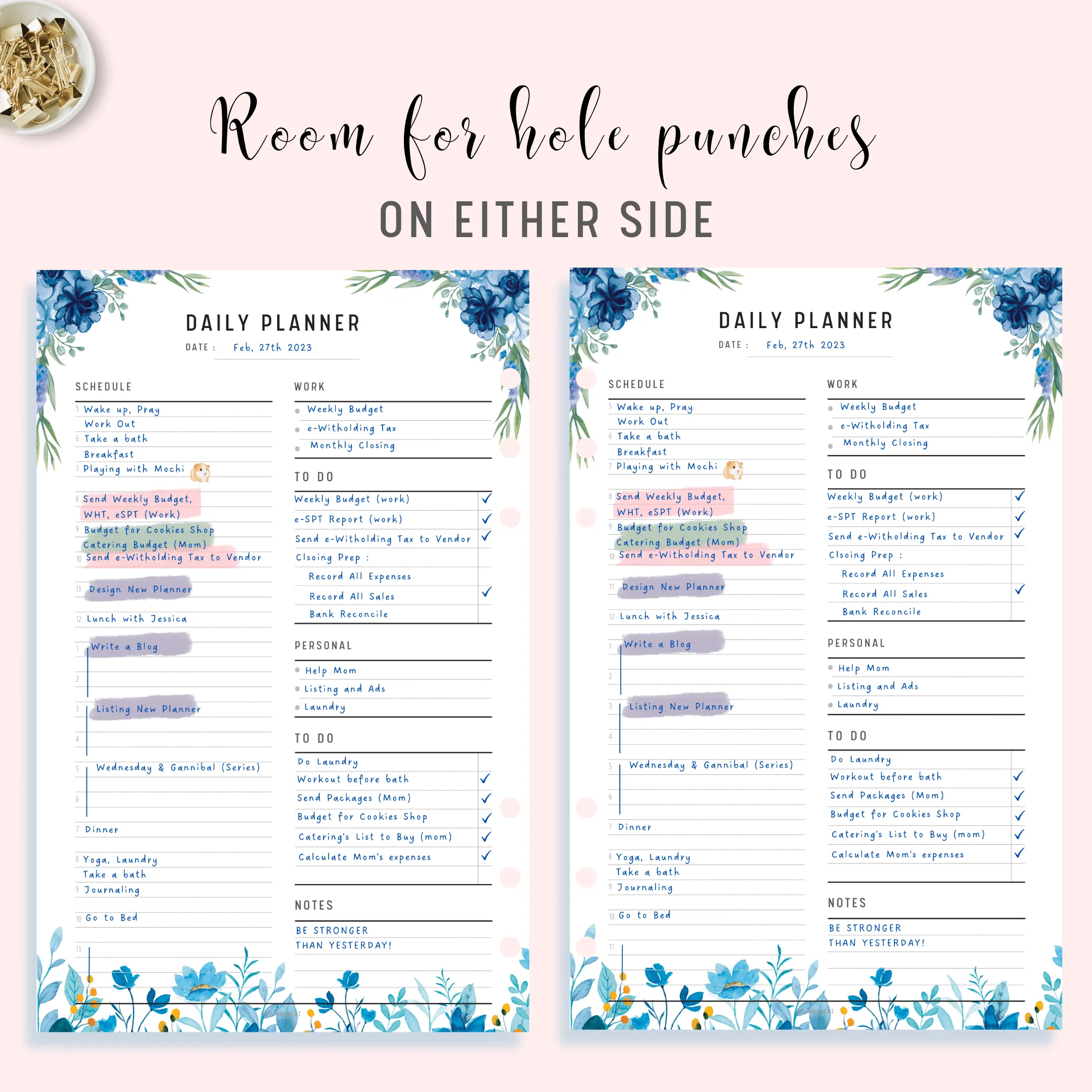 Blue Floral Work From Home Planner - M140