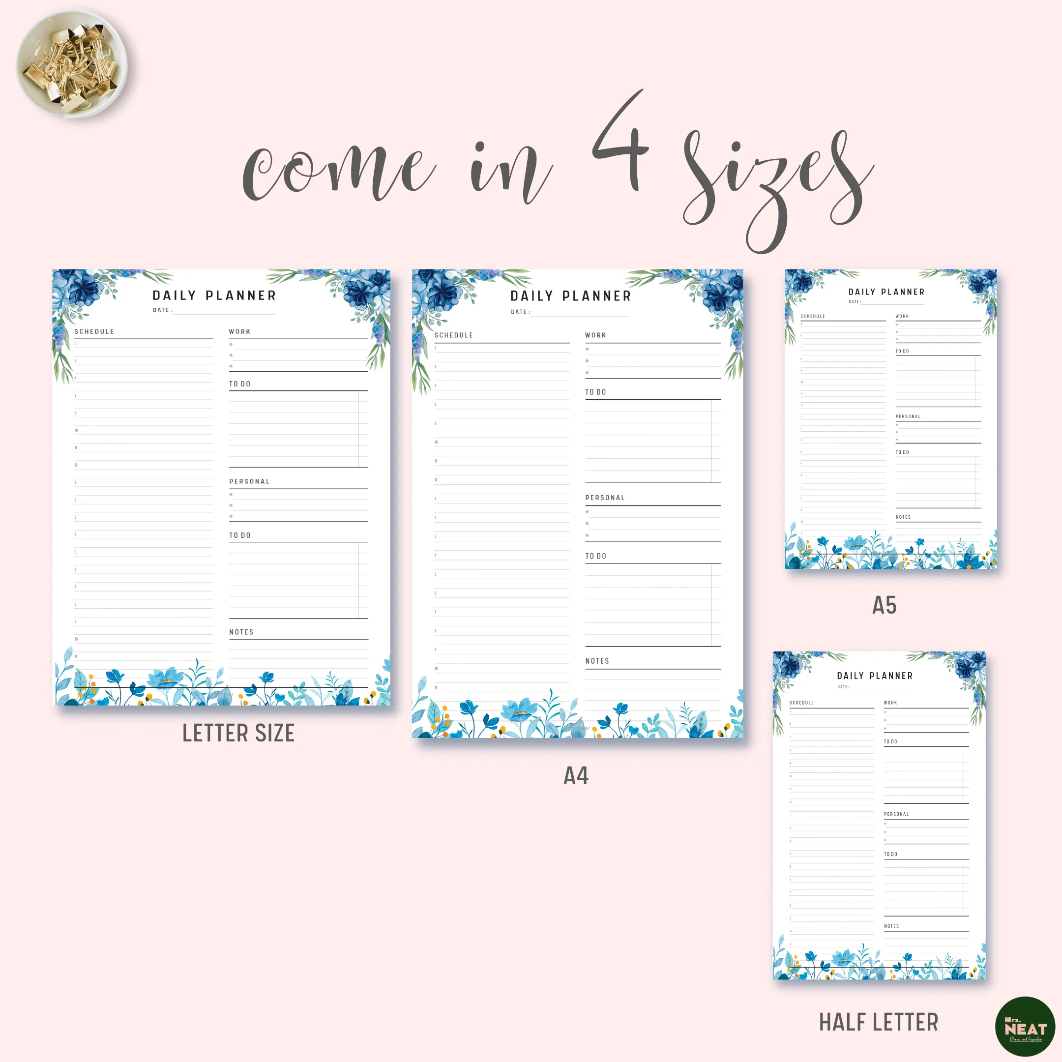 Blue Floral Work From Home Planner - M140