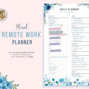 Blue Floral Work From Home Planner - M140