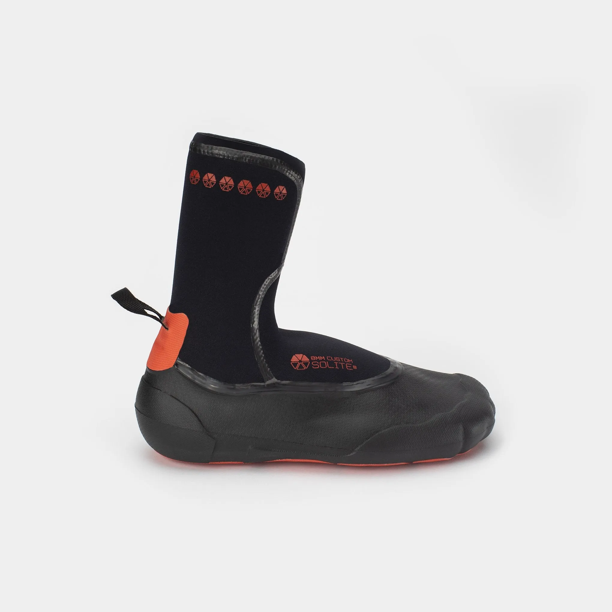 Booties 8mm SOLITE Custom (Black/Red) - Includes 1mm Neoprene Round Toe Heat Booster Socks