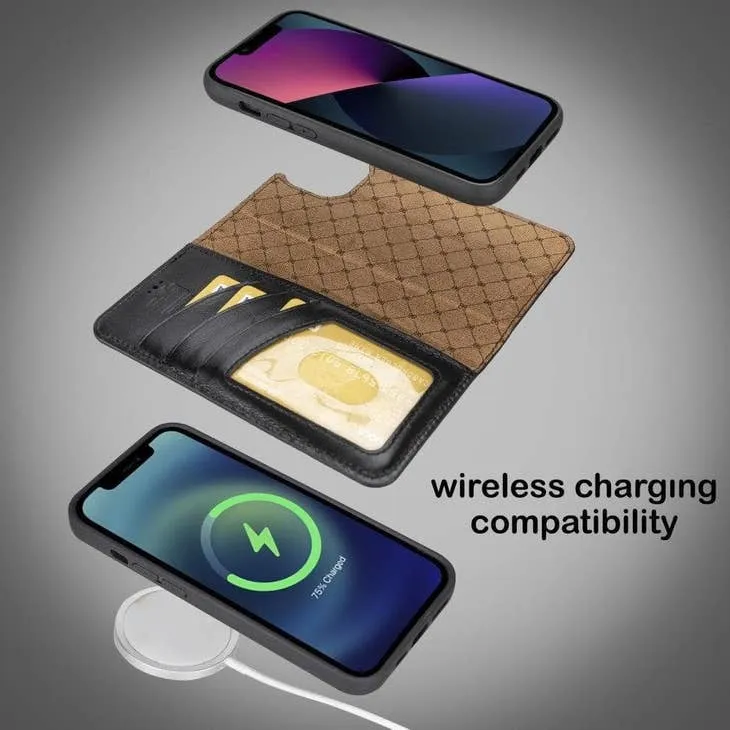 Brian Apple IPhone 14 Series Detachable Leather Wallet Case Darker Color (Set of 2)