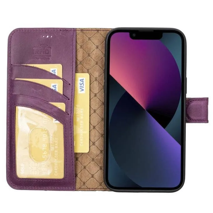 Brian Apple IPhone 14 Series Detachable Leather Wallet Case Darker Color (Set of 2)