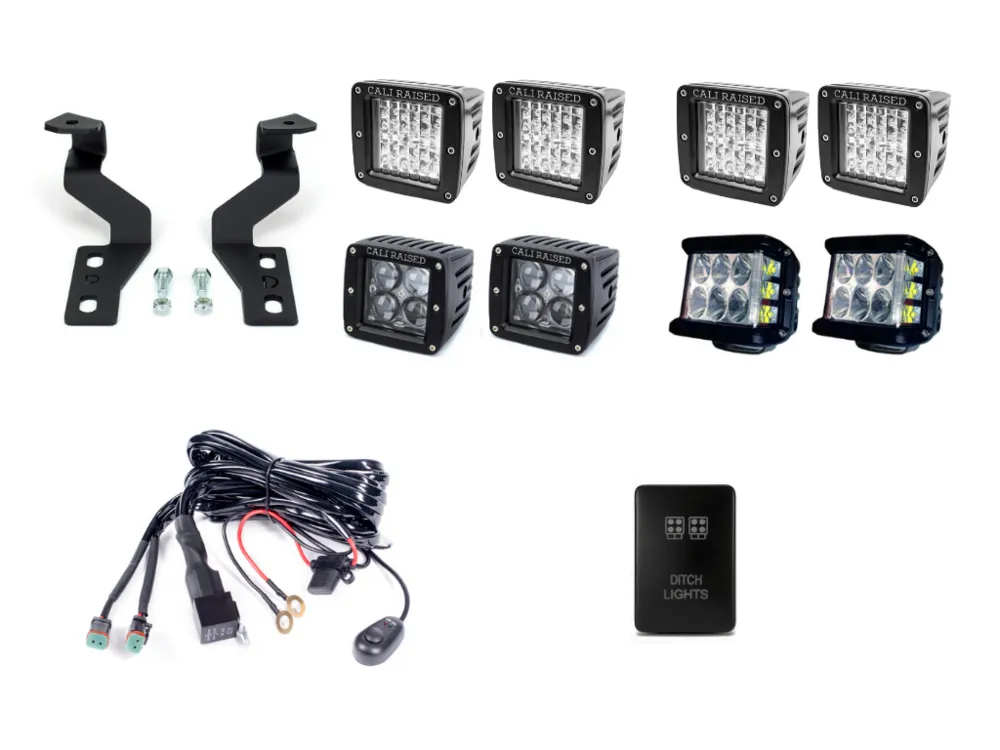 Cali Raised LED 2003-2009 Toyota 4Runner Low Profile Ditch Light Brackets Kit