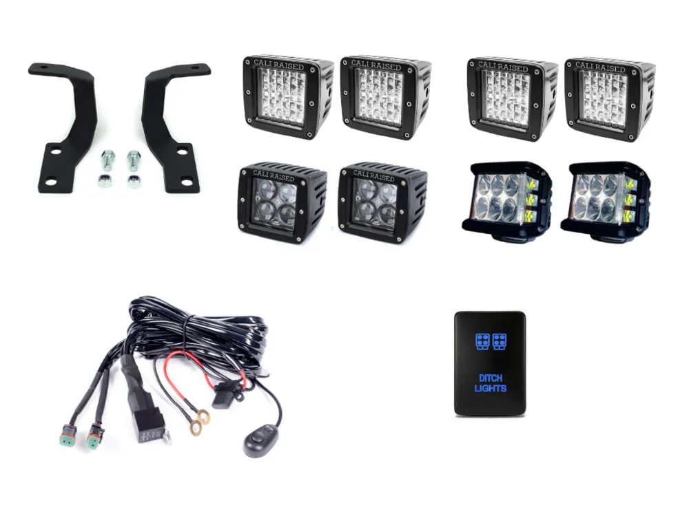 Cali Raised LED 2010-2022 Lexus GX 460 Low Profile LED Ditch Light Brackets Kit