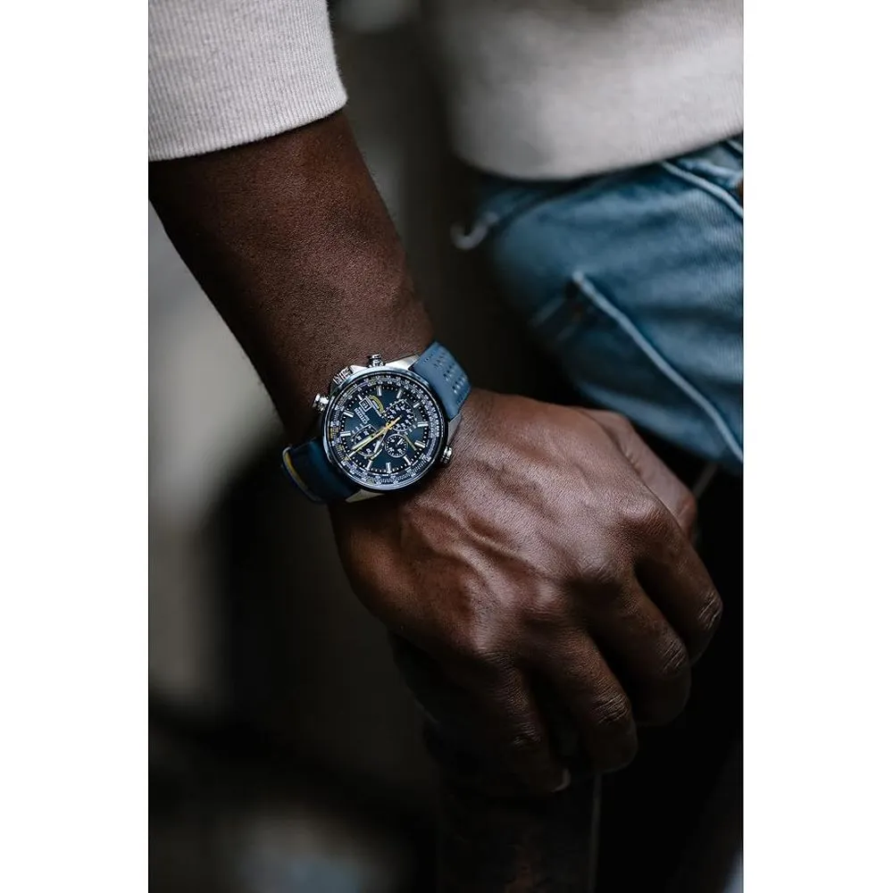 Citizen AT8020-03L Men's Eco-Drive Sport Keeping Watch in Stainless Steel with Blue Polyurethane Strap, Blue Dial