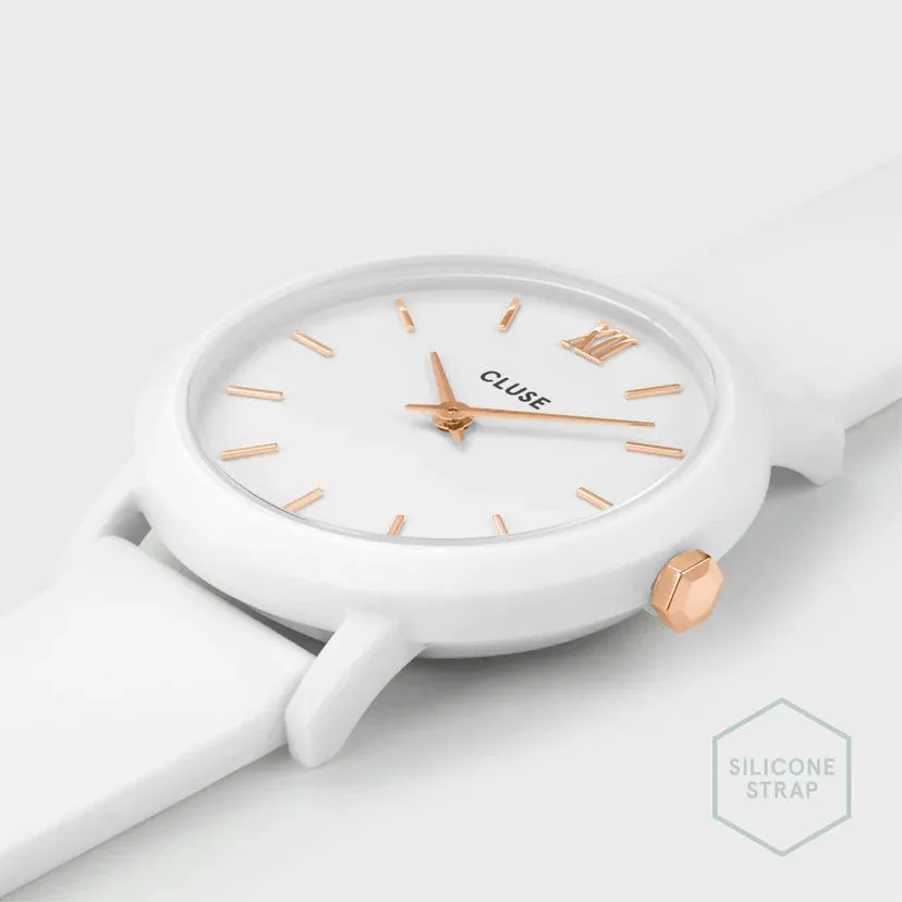 CLU Watch Minuit Nylon White Rose Gold