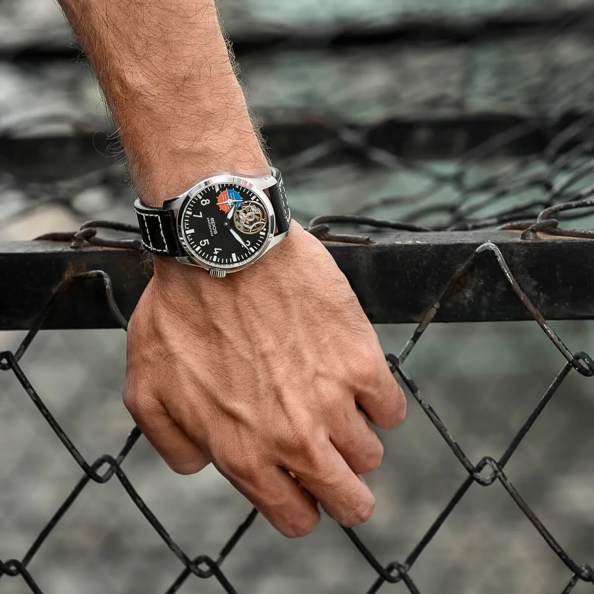 EPOS Timeless Sapphire Crystal Pilot Hand-Wound Watch