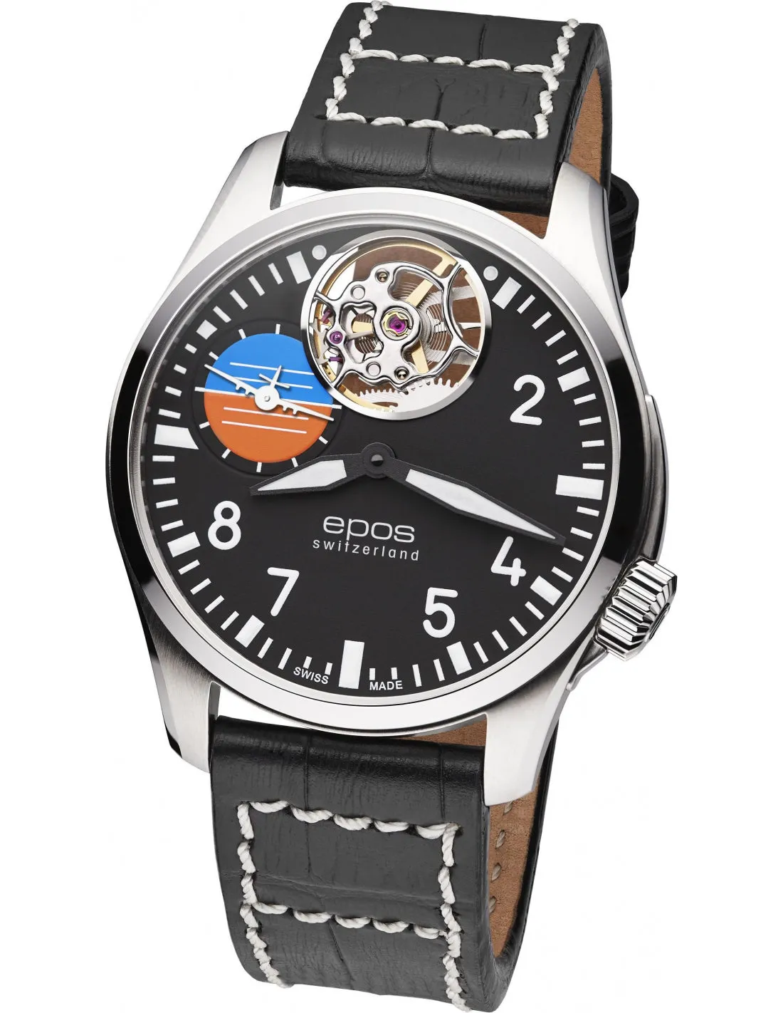 EPOS Timeless Sapphire Crystal Pilot Hand-Wound Watch
