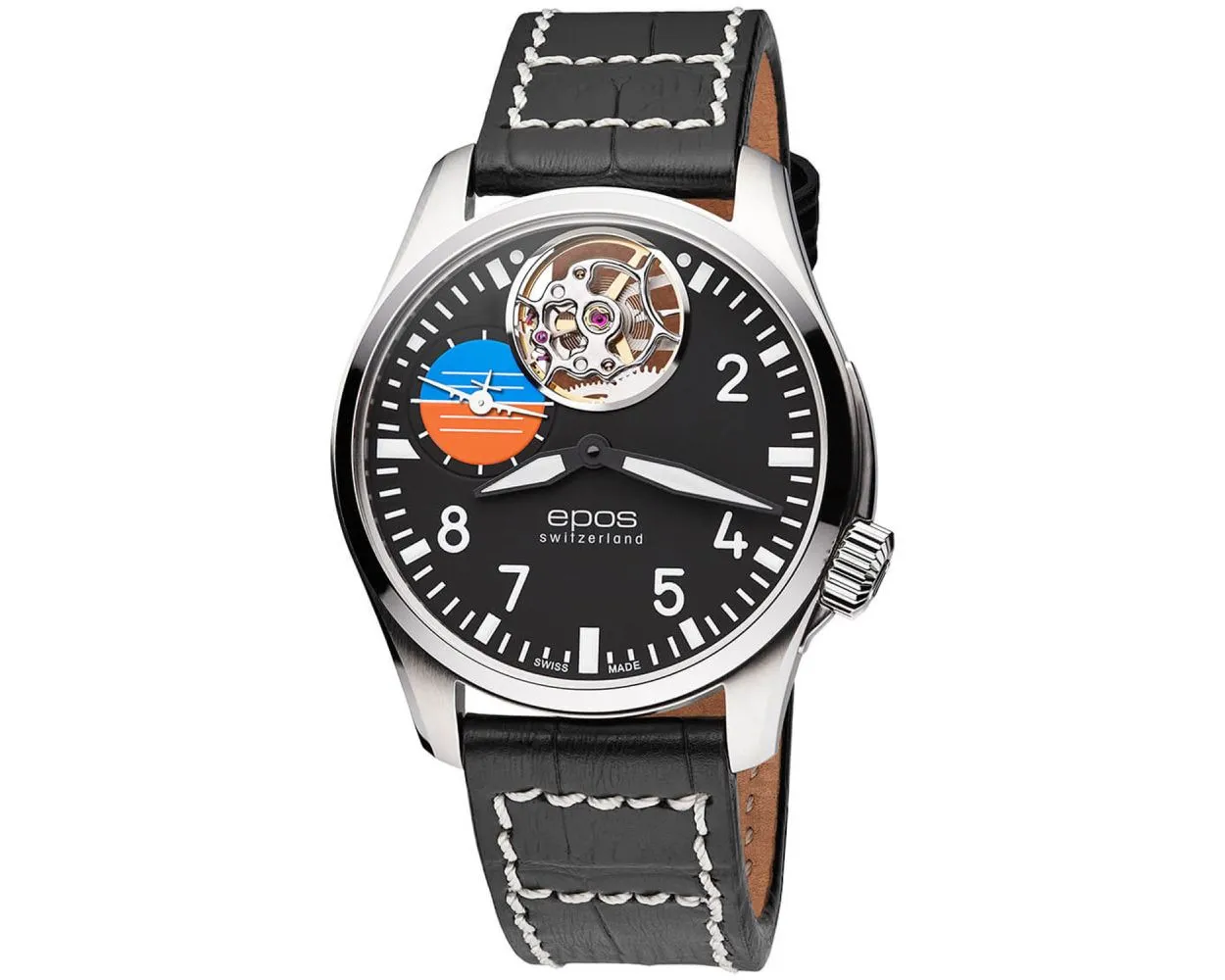 EPOS Timeless Sapphire Crystal Pilot Hand-Wound Watch