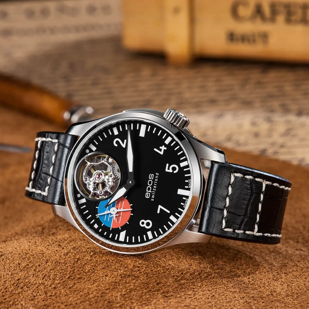 EPOS Timeless Sapphire Crystal Pilot Hand-Wound Watch