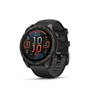 Fenix 8 Smartwatch, 47mm - AMOLED Sapphire, Carbon Grey DLC With Black/Pebble Grey Silicone Band - 010-02904-21