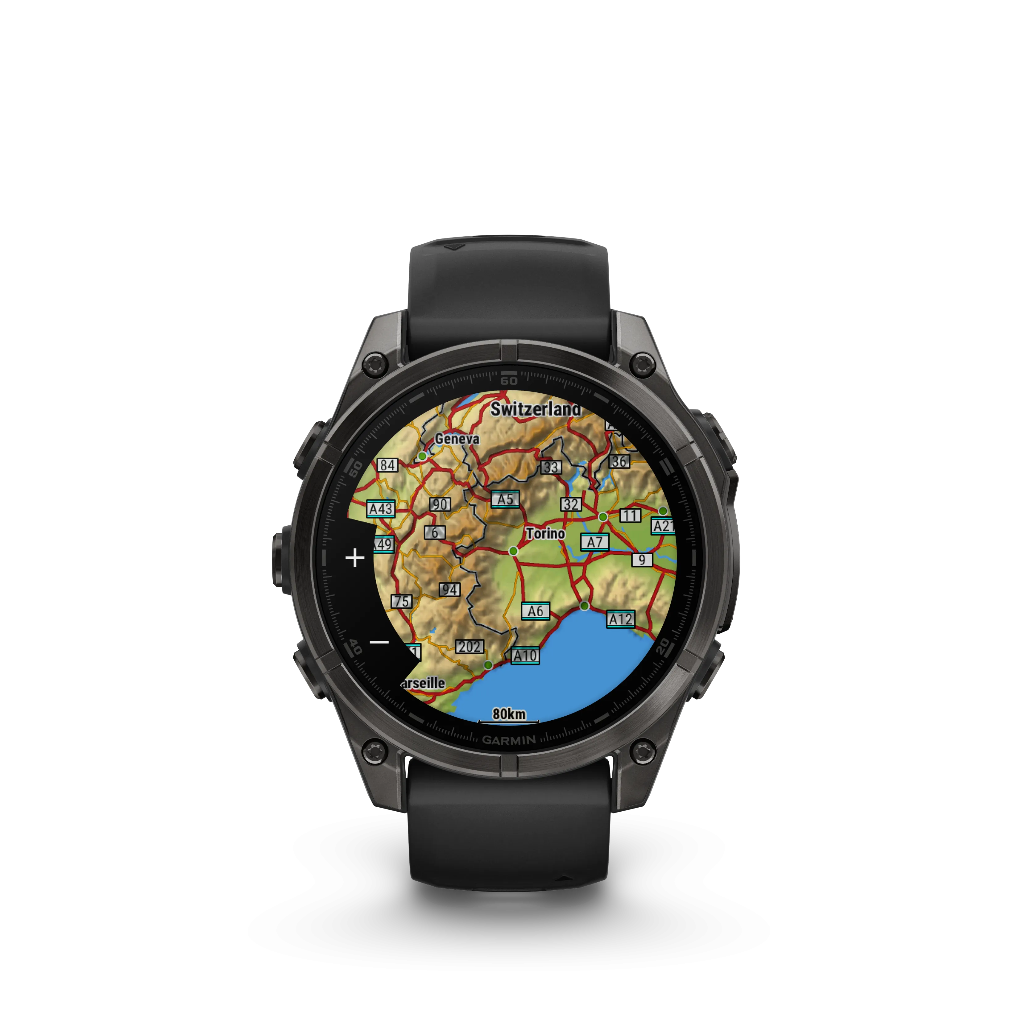 Fenix 8 Smartwatch, 47mm - AMOLED Sapphire, Carbon Grey DLC With Black/Pebble Grey Silicone Band - 010-02904-21