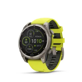 Fenix 8 Smartwatch, 47mm - Solar, Sapphire, Titanium with Amp Yellow/Graphite Silicone Band - 010-02906-21